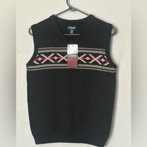 NWT Chaps Boys' Printed V-Neck Sweater Vest Fair Isle-style knit 14/16
